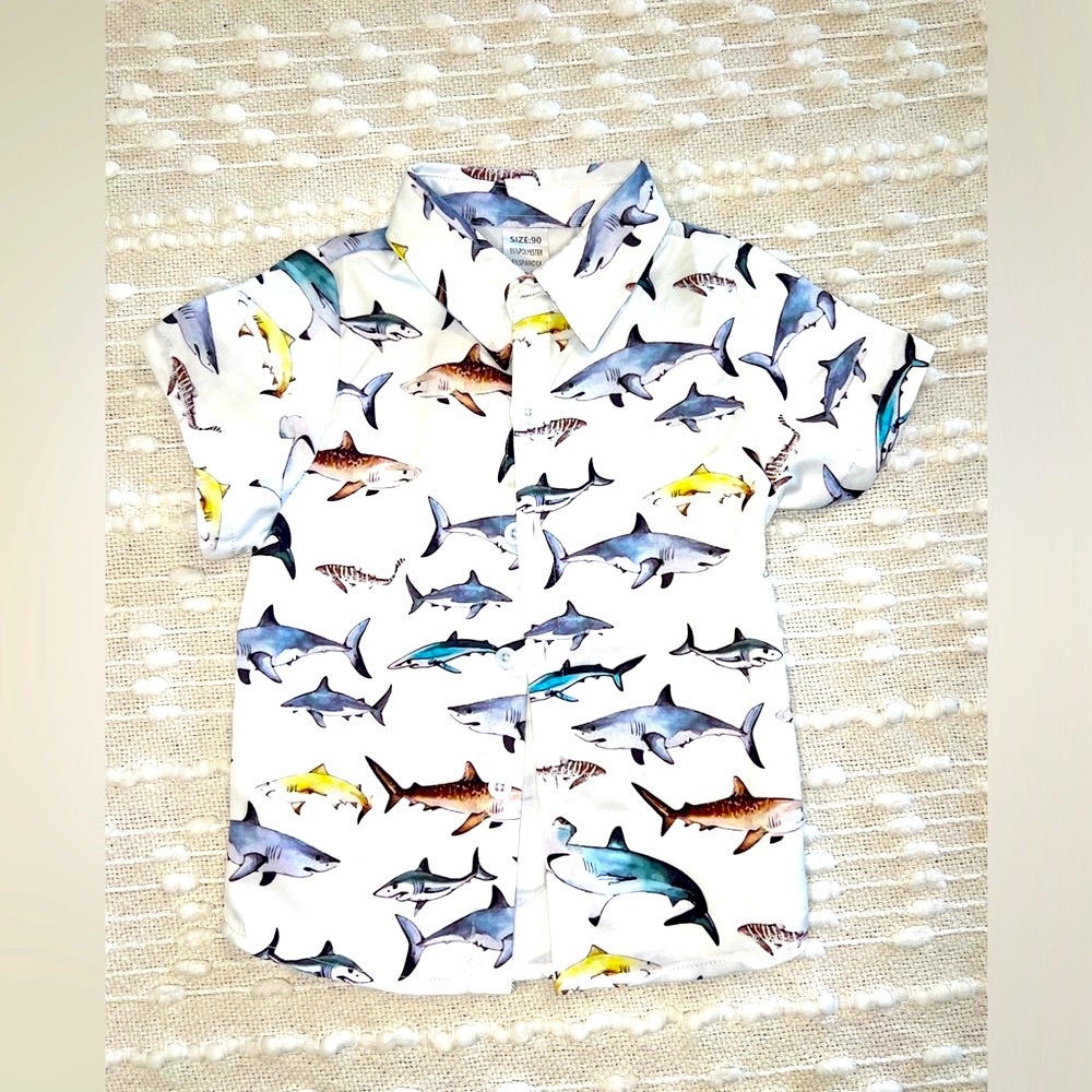 Boy 2T Shark Button Down